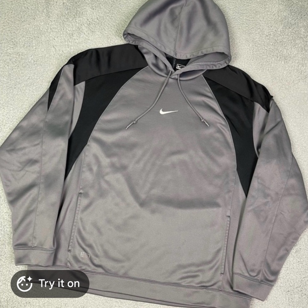 NWT Nike Performance Gray and Black Pullover Hoodie with White Swoosh - Mens XL